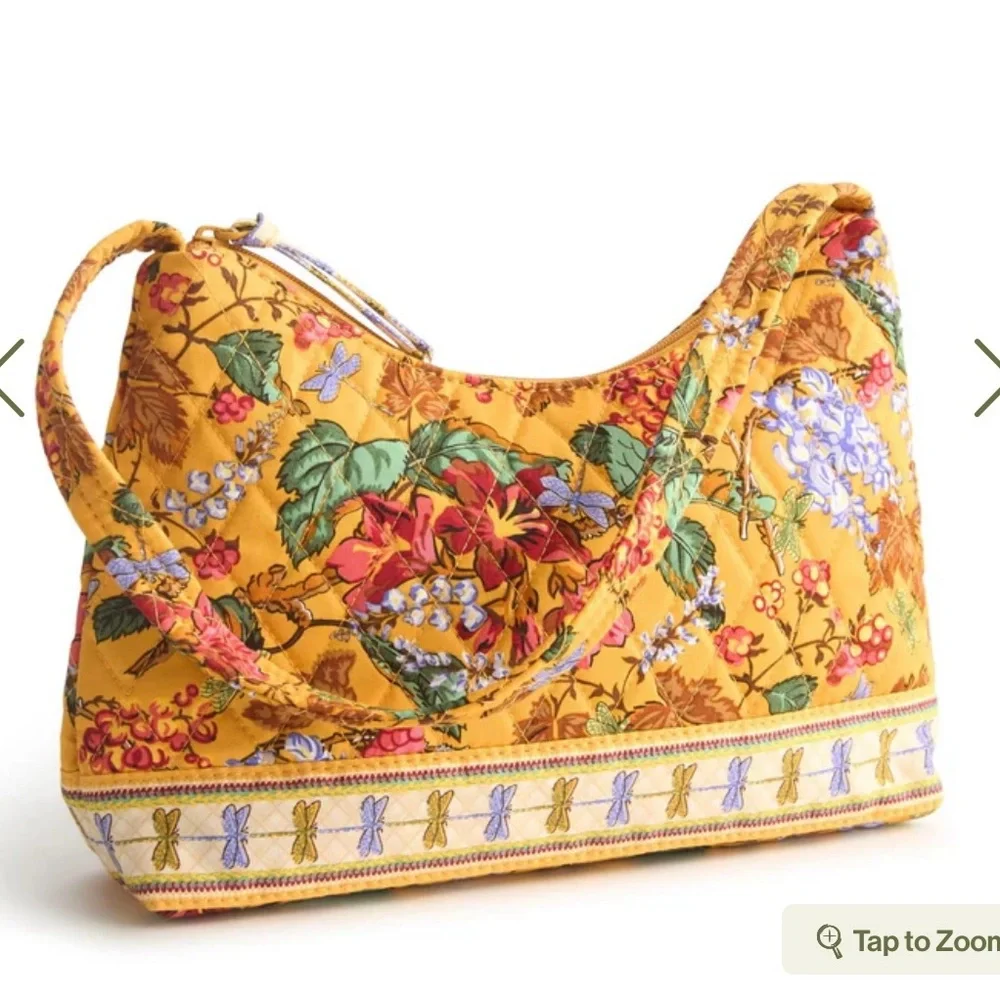 Vera Bradley Yellow Floral Quilted Shoulder Bag - Picture 1 of 4